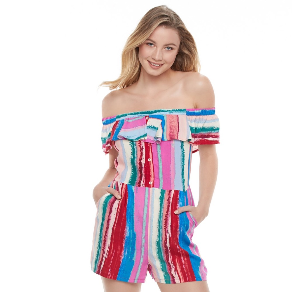 Candies Marilyn striped short romper med (juniors)